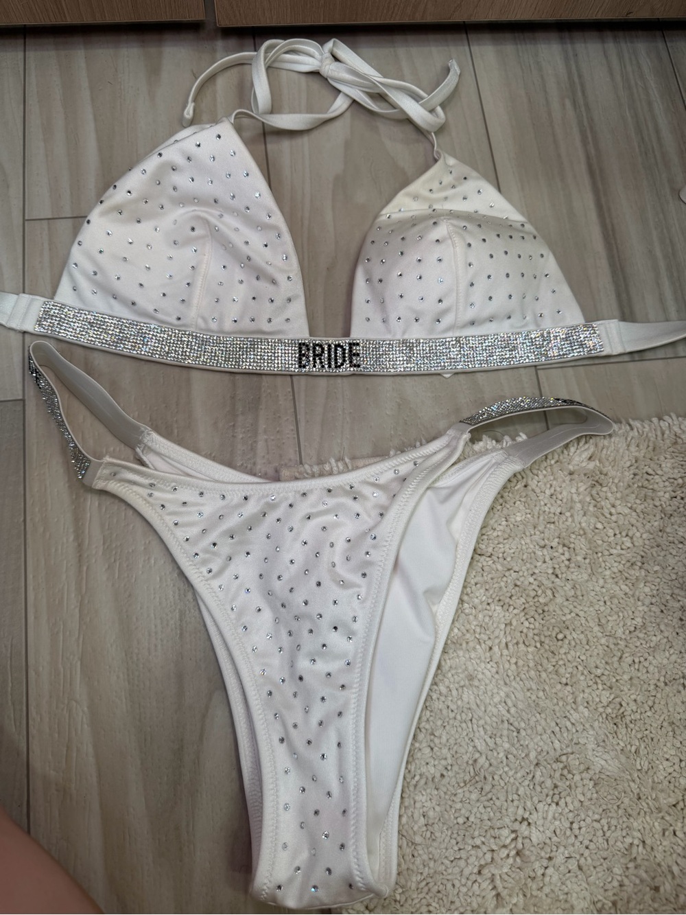Victoria's Secret White Rhinestone 'BRIDE' Bikini Bottom